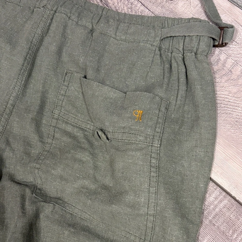 Pilcro Olive Green Linen Blend Elastic Waist Pants EUC Small - Picture 8 of 9